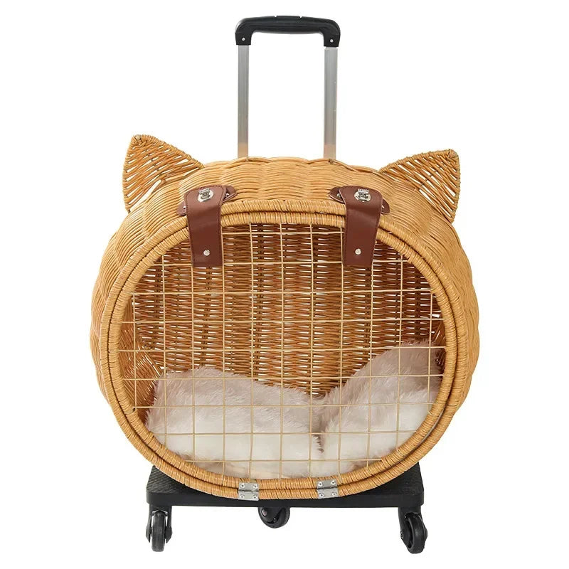 Bolso Transportador para Gatos y Perros – Trolley Tejido Estilo Vintage