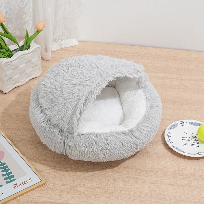 Cama de Invierno 2 en 1 para Gatos – Felpa Gruesa Reversible, Nido Cálido y Cojín Suave