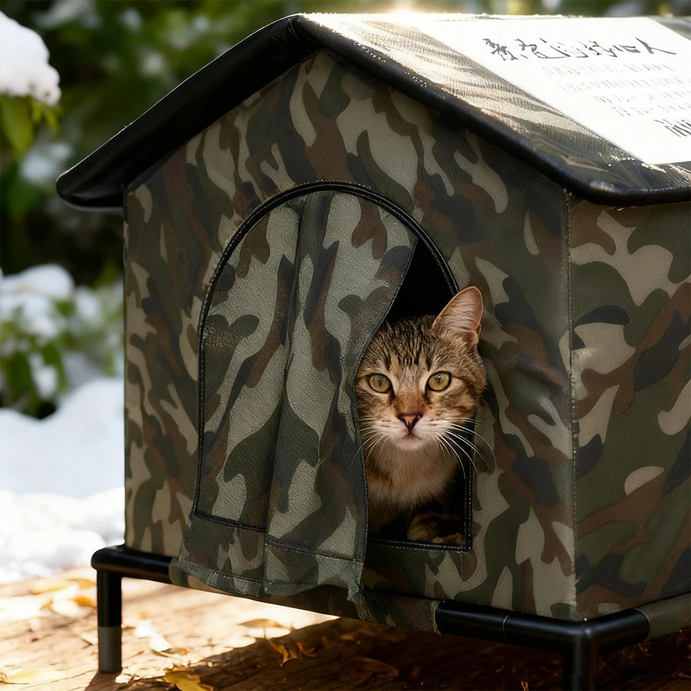 Caseta Impermeable para Gatos Callejeros – Plegable para Exteriores, Fresca en Verano