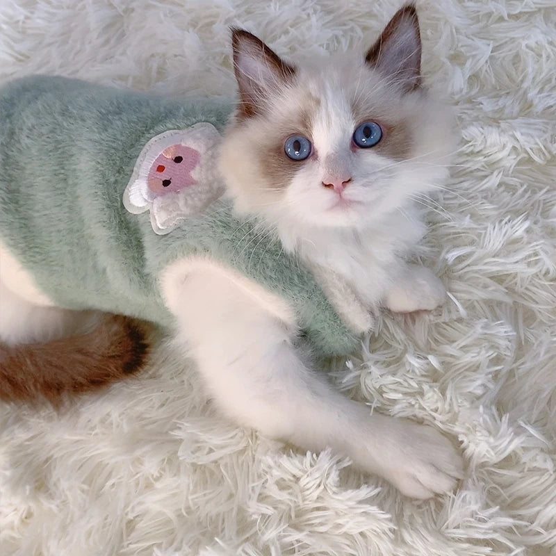 Chaleco de Punto para Gatos y Perros Pequeños – Ropa Abrigada de Otoño e Invierno