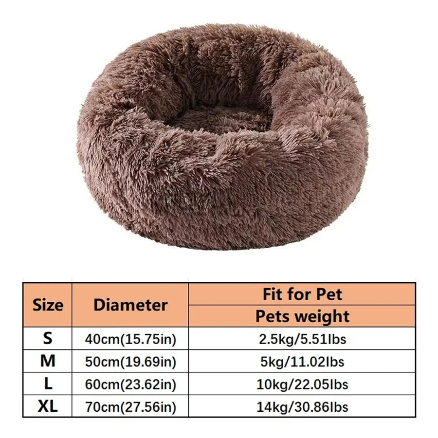 Cama Donut de Felpa para Gatos y Perros Pequeños – Lavable, Cálida y Antideslizante