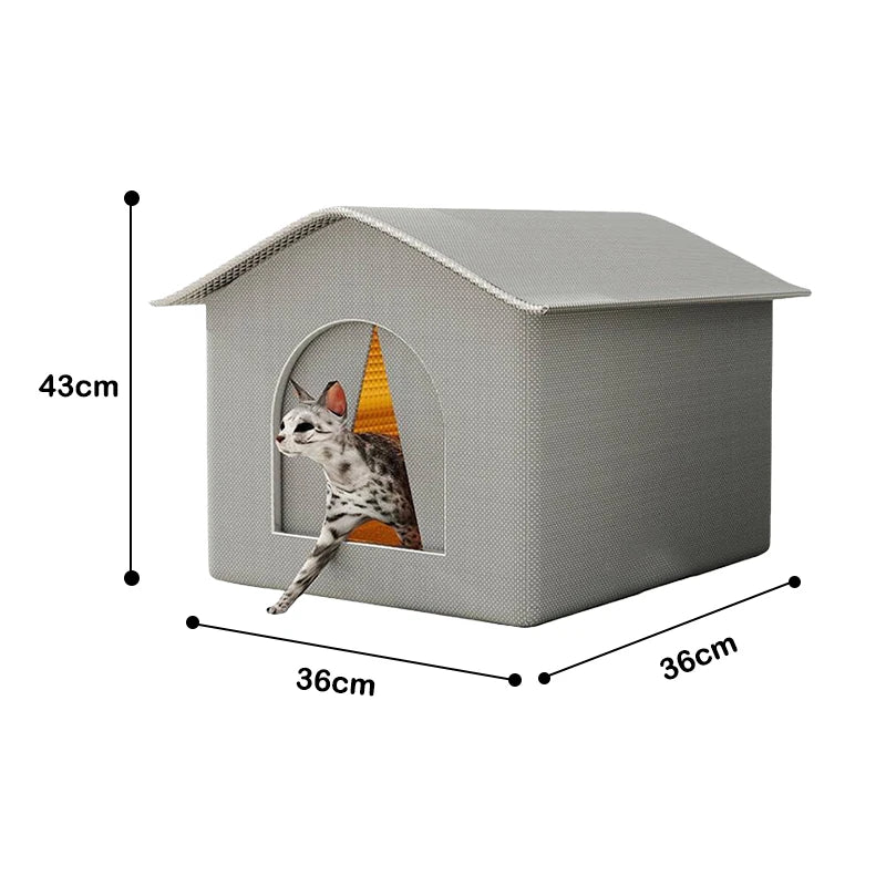 Caseta Elevada Impermeable para Gatos Callejeros – Refugio Exterior Cálido con Plataforma