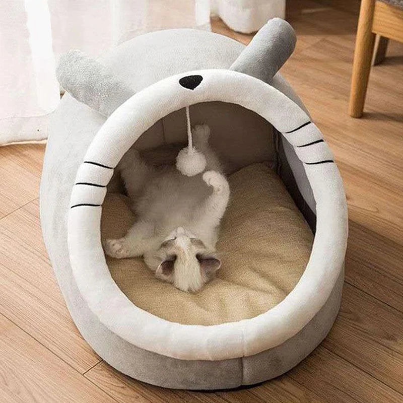 Cama Cueva Deep Sleep para Gatos – Plegable, Lavable con Diseño de Orejas