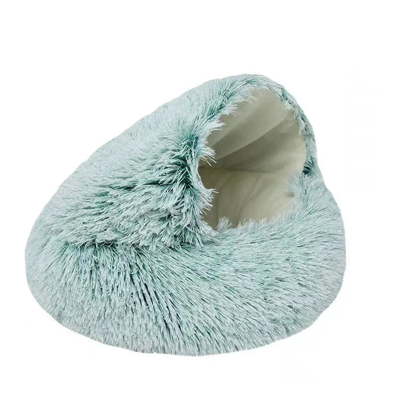 Cama Redonda de Felpa con Funda para Gatos – Nido Cálido 2 en 1 para Mascotas Pequeñas
