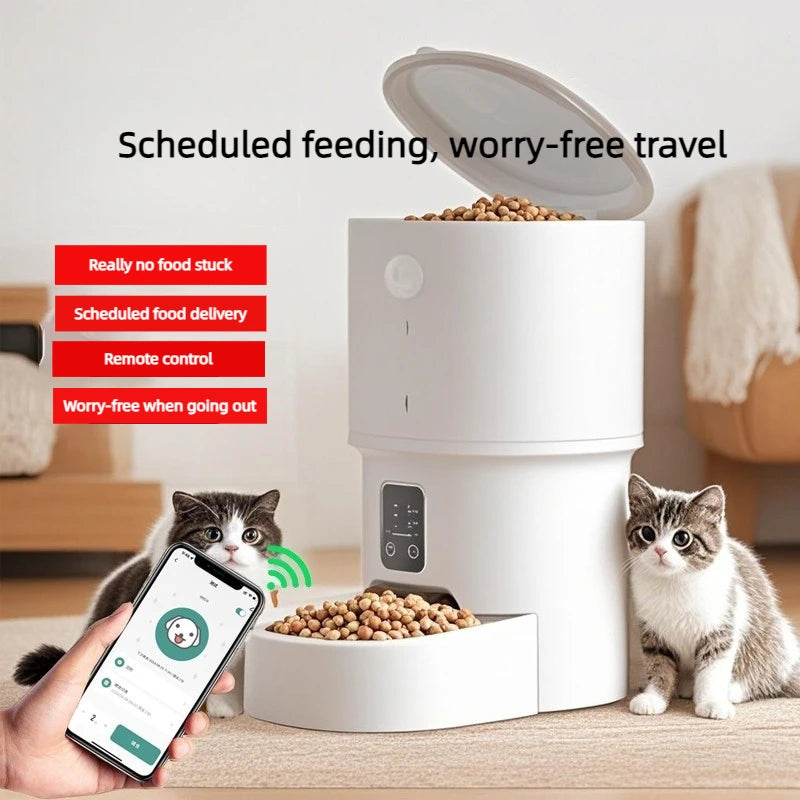 Comedero Automático para Mascotas con Cámara HD – 4 Litros, App, Temporizador y Cuenco de Acero