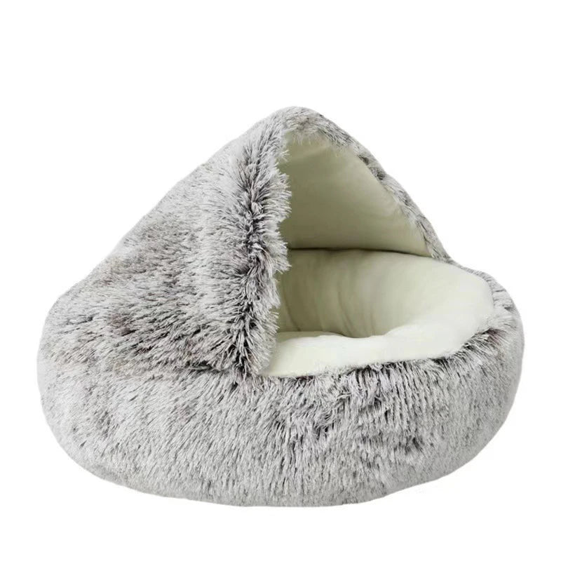 Cama Redonda de Felpa con Funda para Gatos – Nido Cálido 2 en 1 para Mascotas Pequeñas