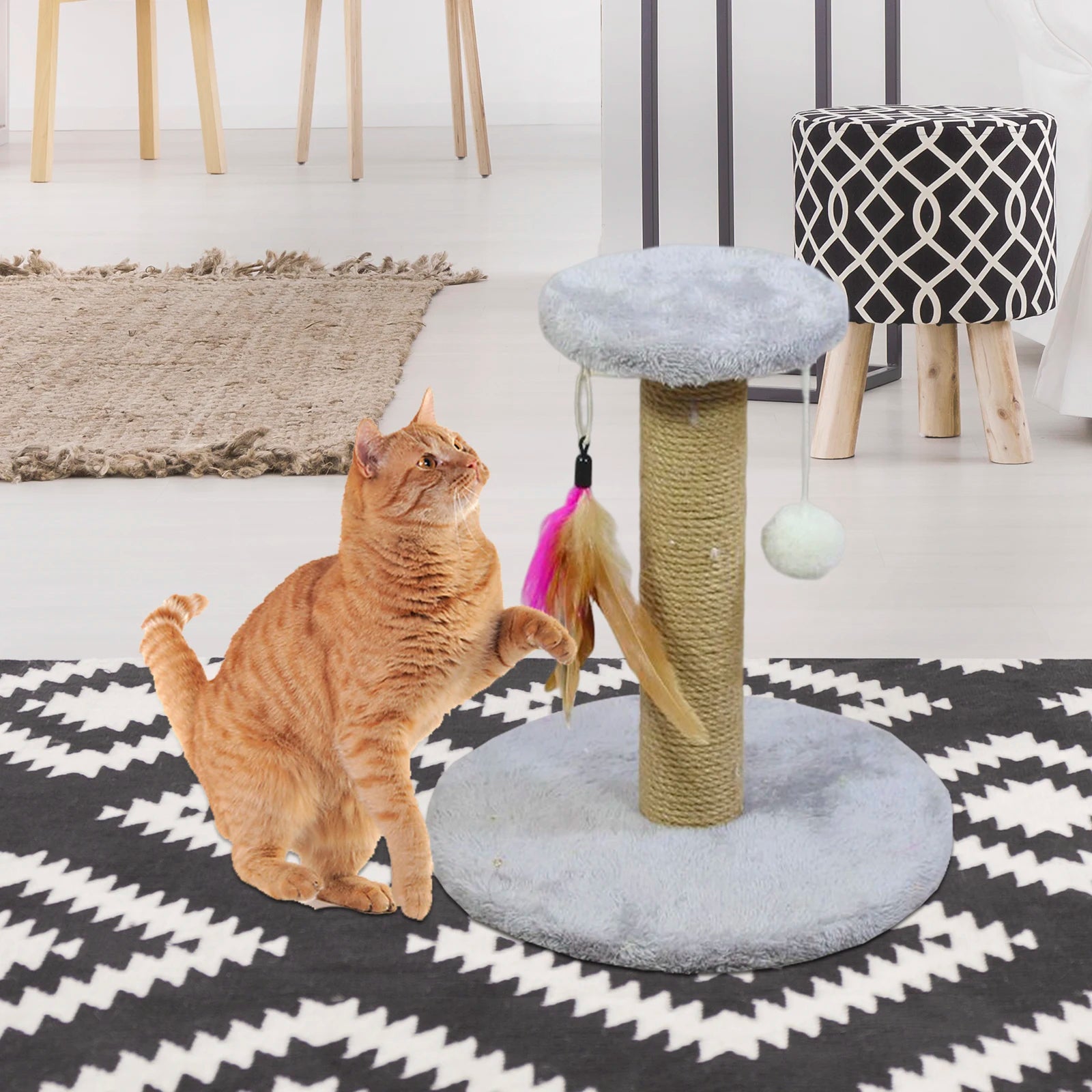 Rascador de Sisal para Gatos – Poste Interactivo para Afilar Garras