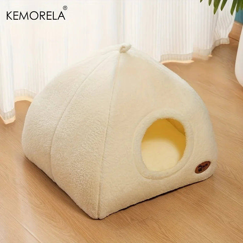 Cama 2 en 1 para Gatos – Tienda de Campaña con Cojín Suave, Desmontable y Lavable