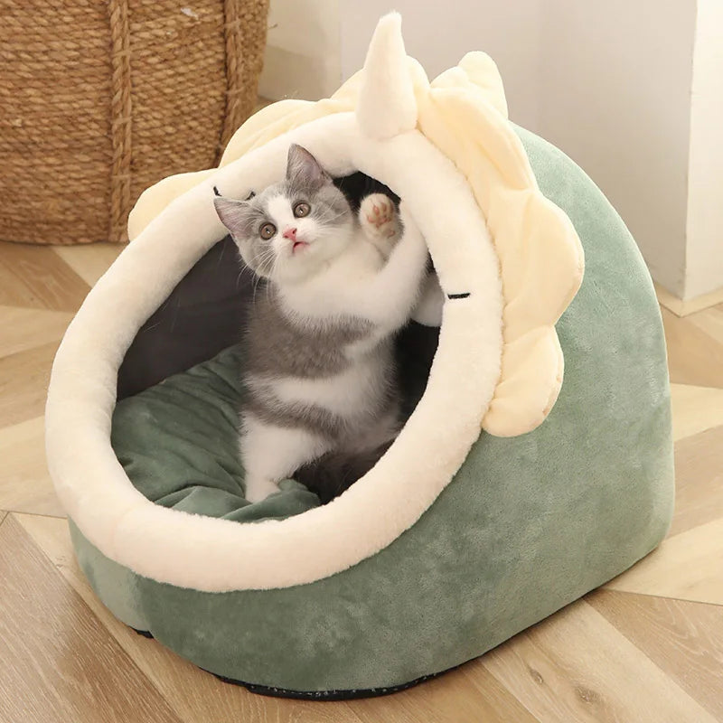 Cama Cueva Deep Sleep para Gatos – Plegable, Lavable con Diseño de Orejas