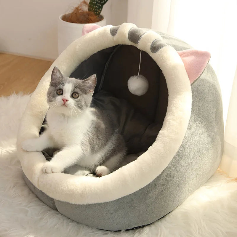 Cama Cueva Deep Sleep para Gatos – Plegable, Lavable con Diseño de Orejas
