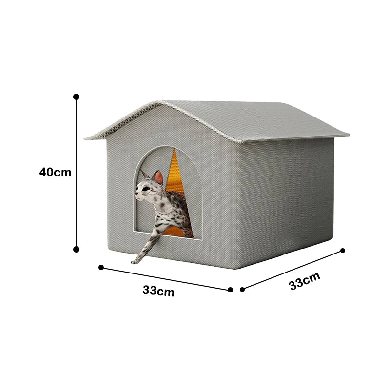 Caseta Elevada Impermeable para Gatos Callejeros – Refugio Exterior Cálido con Plataforma
