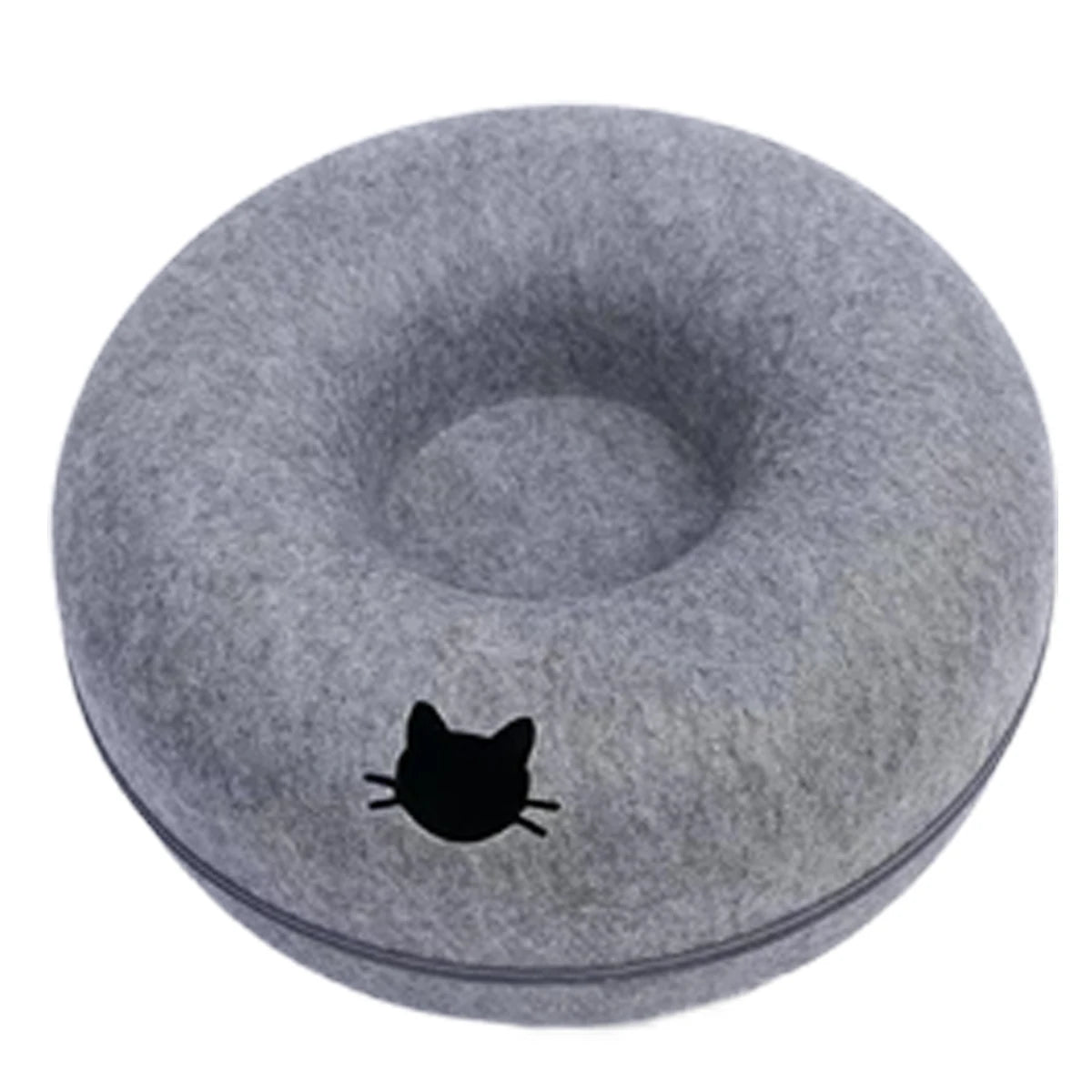 Túnel Interactivo para Gatos – Nido de Fieltro Forma Donut, Cama y Rascador para Gatitos