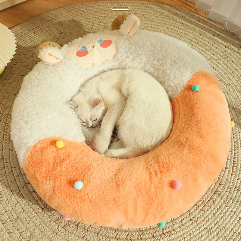 Cama Redonda para Gatos y Perros – Nido Suave de Felpa, Diseño Animalito