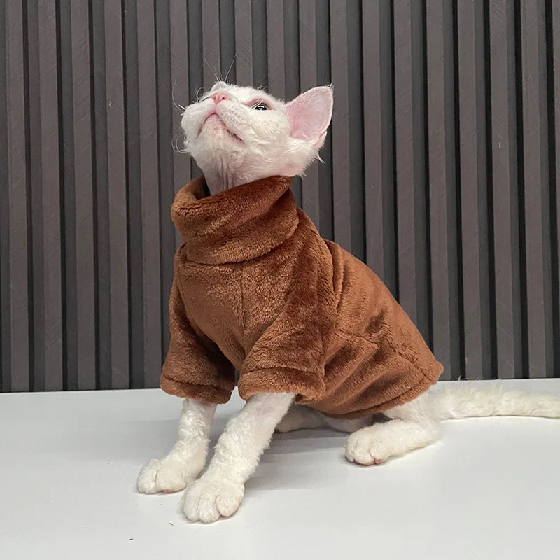 Suéter de Cuello Alto para Gatos – Ropa de Invierno Suave para Gatos sin Pelo y Razas Pequeñas
