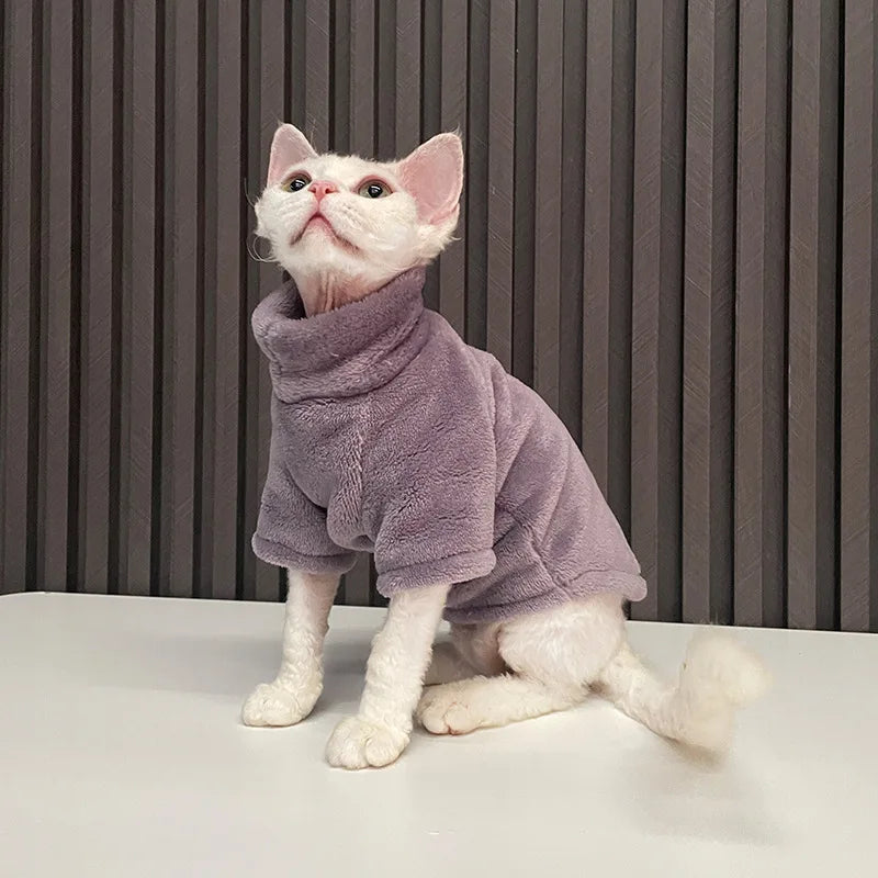 Suéter de Cuello Alto para Gatos – Ropa de Invierno Suave para Gatos sin Pelo y Razas Pequeñas