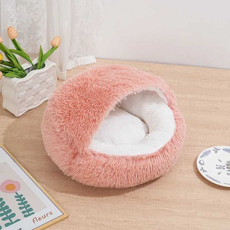 Cama de Invierno 2 en 1 para Gatos – Felpa Gruesa Reversible, Nido Cálido y Cojín Suave