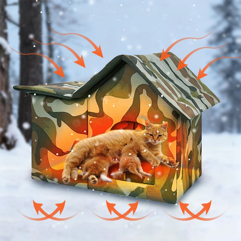 Caseta de Tela Oxford para Gatos Callejeros – Tienda Impermeable Exterior para Invierno