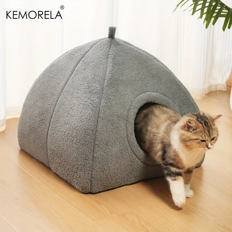 Cama 2 en 1 para Gatos – Tienda de Campaña con Cojín Suave, Desmontable y Lavable
