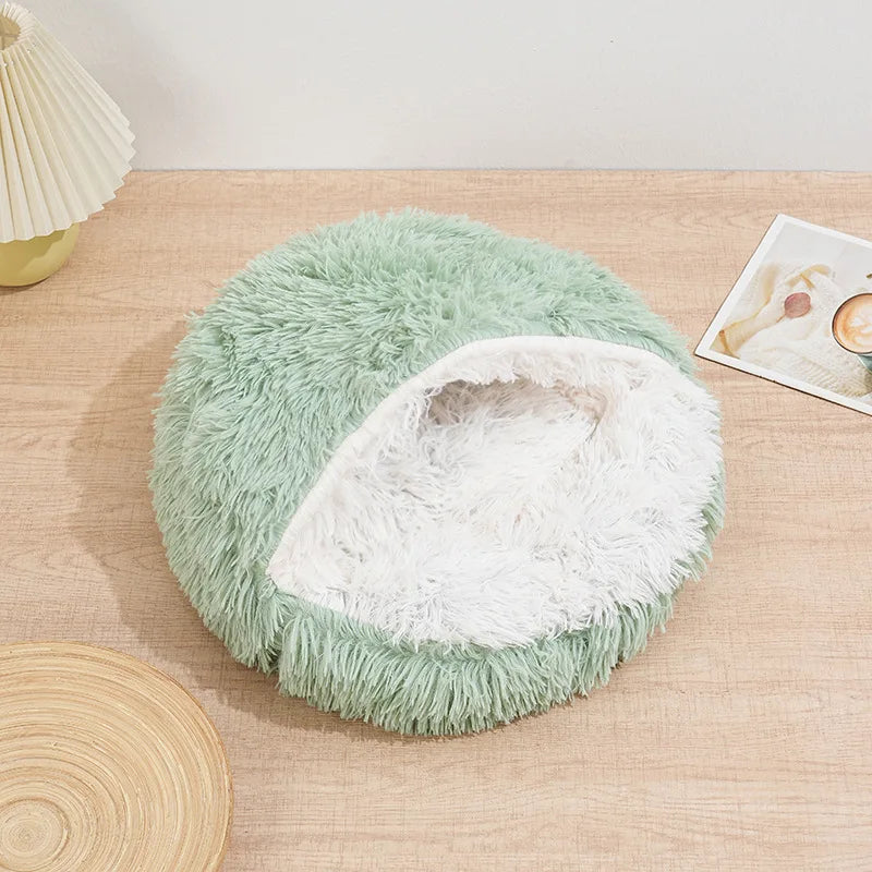 Cama de Invierno 2 en 1 para Gatos – Felpa Gruesa Reversible, Nido Cálido y Cojín Suave