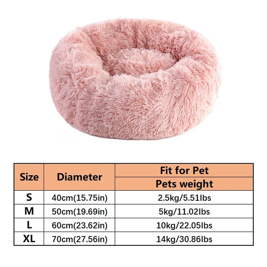 Cama Donut de Felpa para Gatos y Perros Pequeños – Lavable, Cálida y Antideslizante