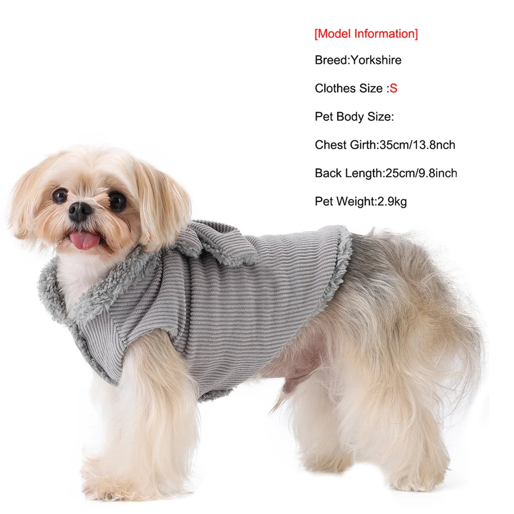 Chaleco de Pana con Lazo para Gatos y Perros – Abrigo de Invierno con Anilla en D