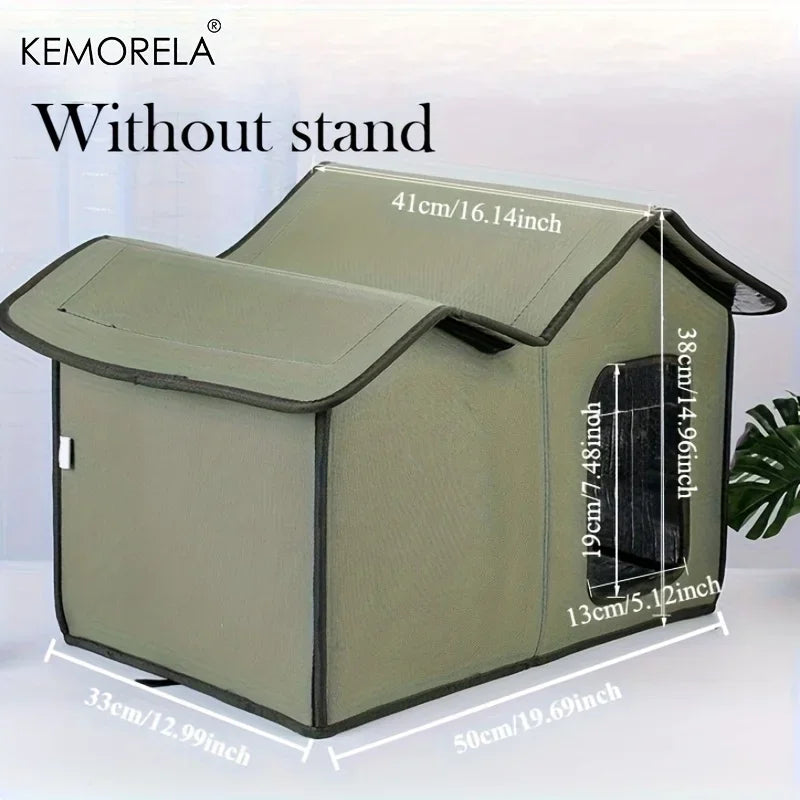 Refugio de Invierno para Gatos KEMORELA – Cálido con Estante, Tela Oxford Resistente al Viento