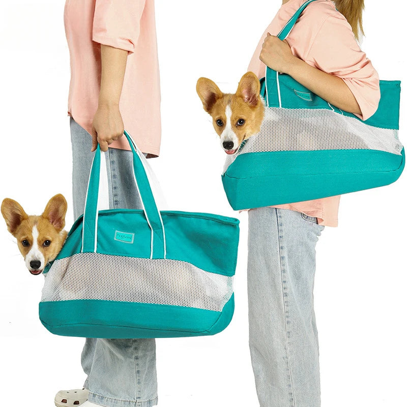 Bolso de Hombro para Transporte de Mascotas – Transportín Portátil Plegable de Malla Transpirable