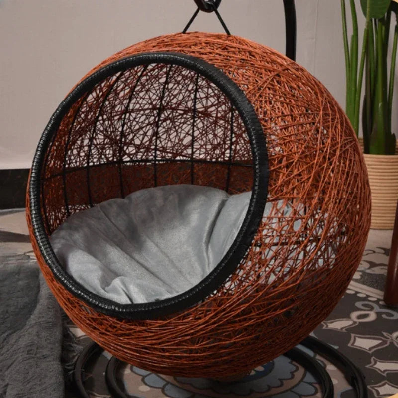 Hamaca Cesta Colgante para Gatos – Cama de Lujo Semiceñida con Soporte