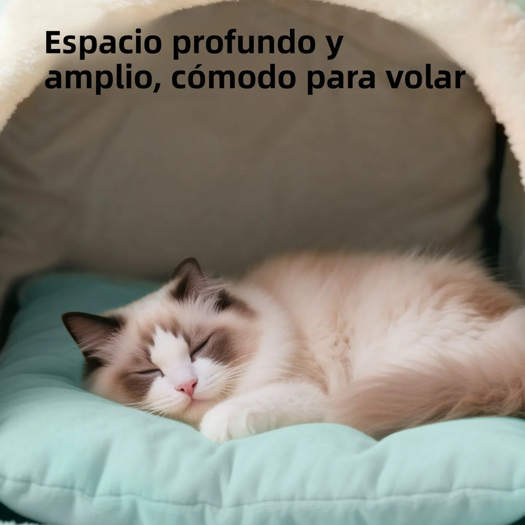 Cama Cueva para Gatos – Cerrada, Cálida y Antideslizante, Estilo Invierno