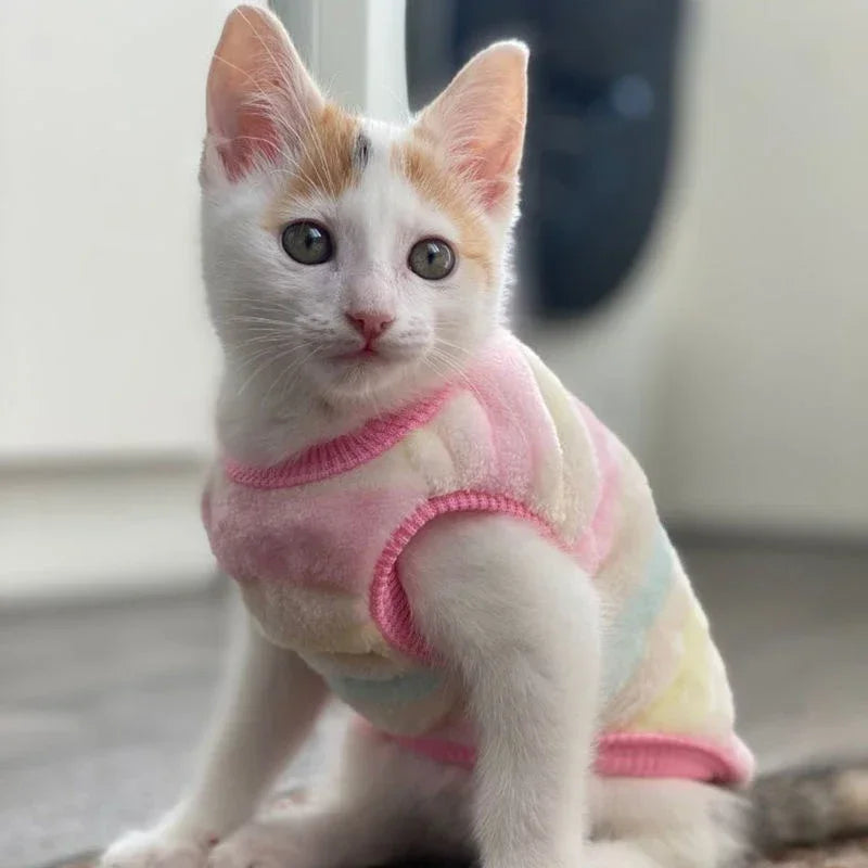 Ropa de Invierno para Gatos y Perros Pequeños – Chaleco de Forro Polar Cálido con Diseños