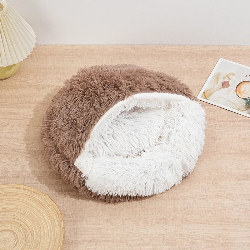 Cama de Invierno 2 en 1 para Gatos – Felpa Gruesa Reversible, Nido Cálido y Cojín Suave