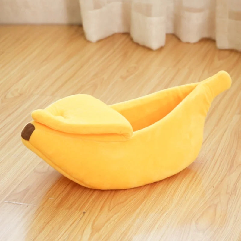 Cama para Gatos con Forma de Plátano – Casa Semicerrada Súper Suave con Tapa para Mascotas