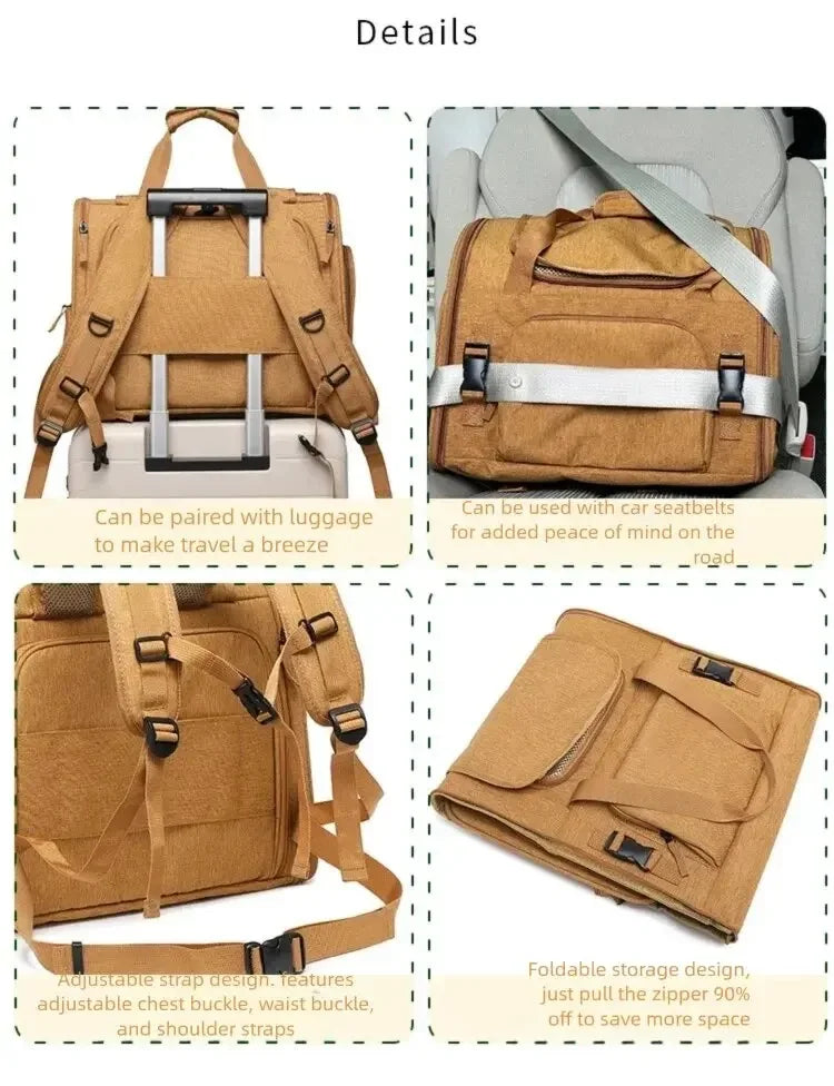 Mochila Expandible para Mascotas – Transporte Cómodo para Gatos y Perros Pequeños