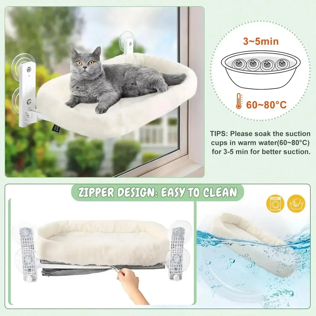 Hamaca de Invierno para Gatos en Ventana – Colgante con Ventosa para Tomar el Sol en Balcón