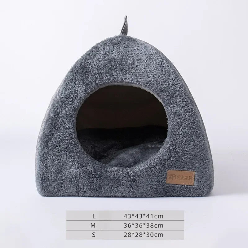 Casa Triangular Cerrada para Gatos – Nido Cálido y Grueso para Sueño Profundo