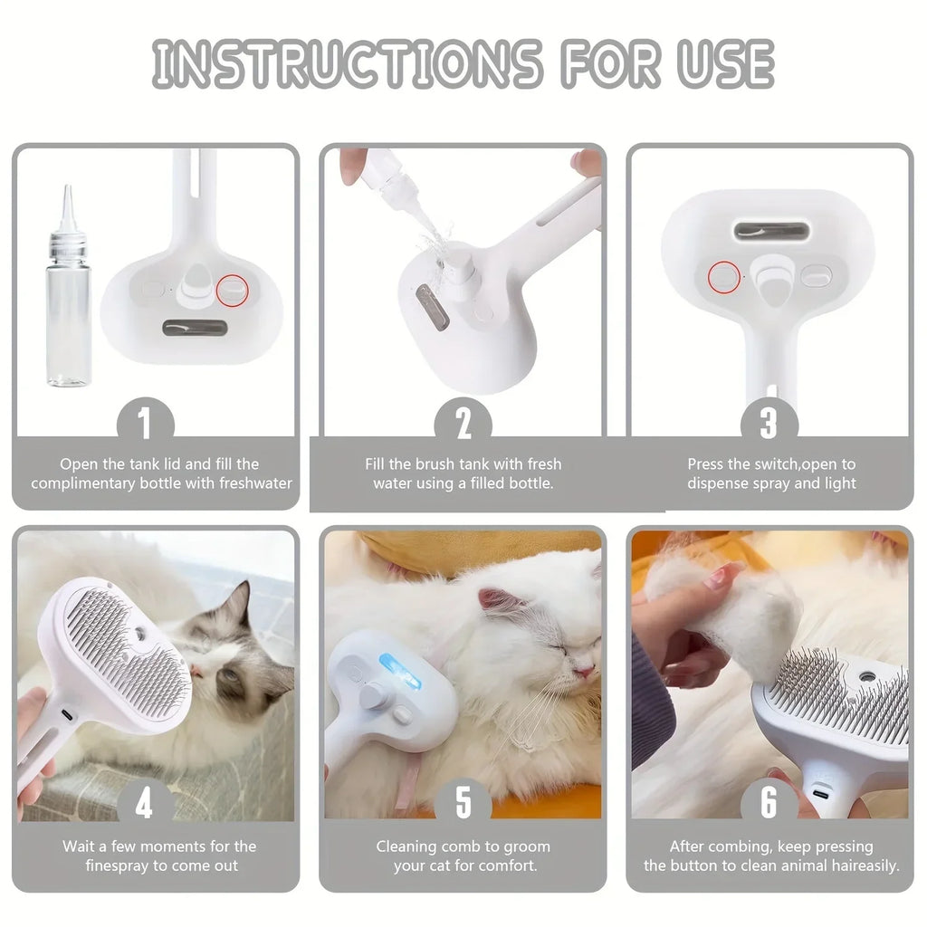 Peine con Spray para Gatos y Perros – Removedor de Pelo, Desenredante y Humidificador de Niebla