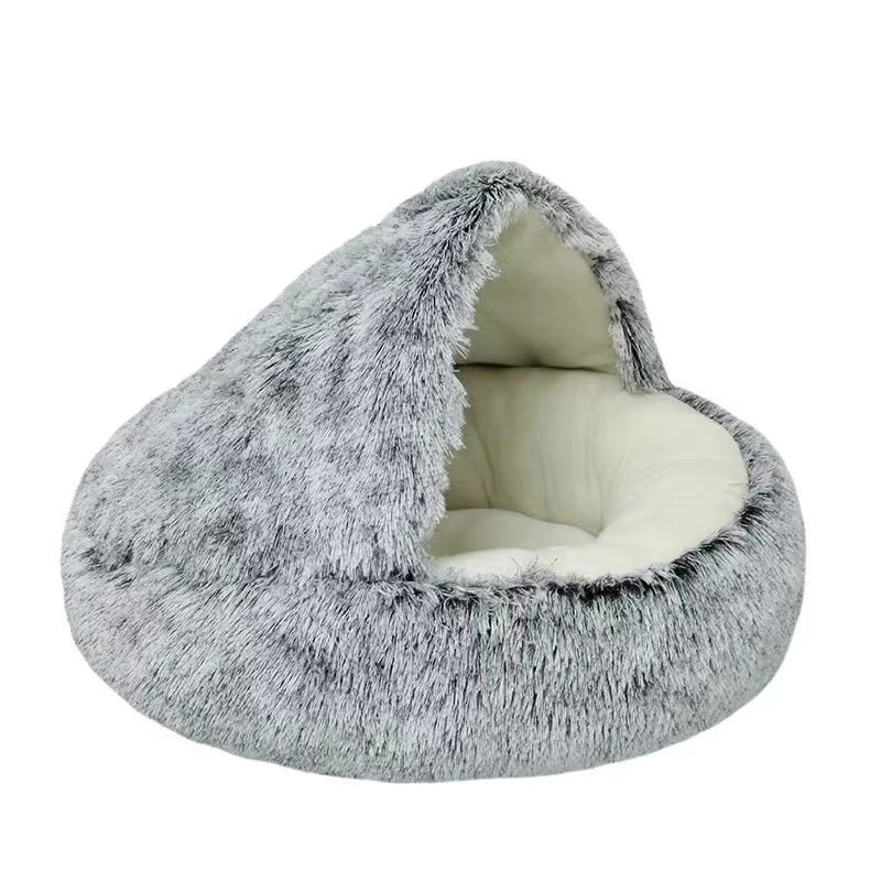 Cama Redonda de Felpa con Funda para Gatos – Nido Cálido 2 en 1 para Mascotas Pequeñas