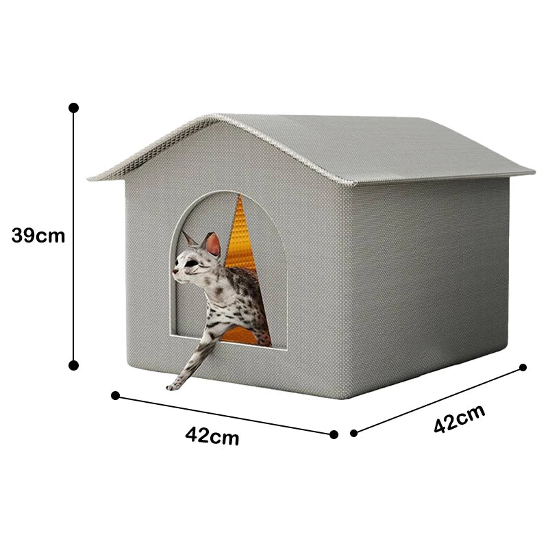 Caseta Elevada Impermeable para Gatos Callejeros – Refugio Exterior Cálido con Plataforma