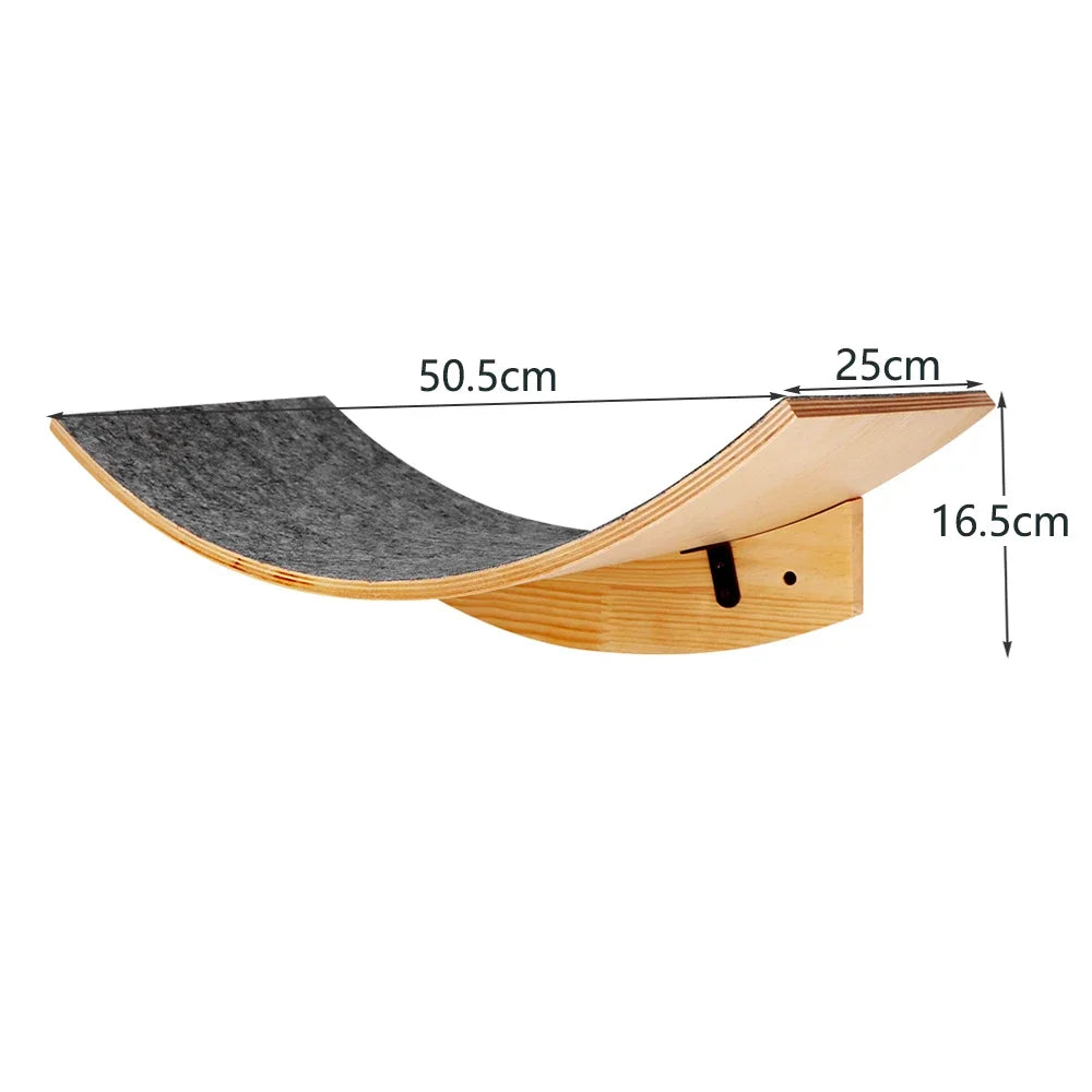 Árbol para Gatos de Pared – Estantes de Madera con Rascador, Hamaca y Escalera Flotante