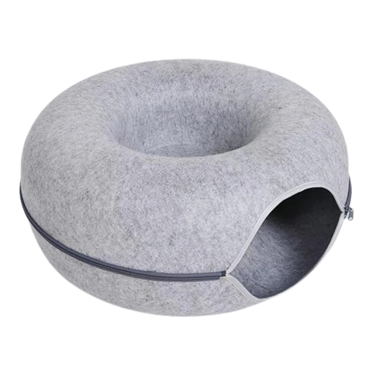 Túnel Donut para Gatos – Cama de Fieltro Interactiva con Diseño de Cabeza de Gato