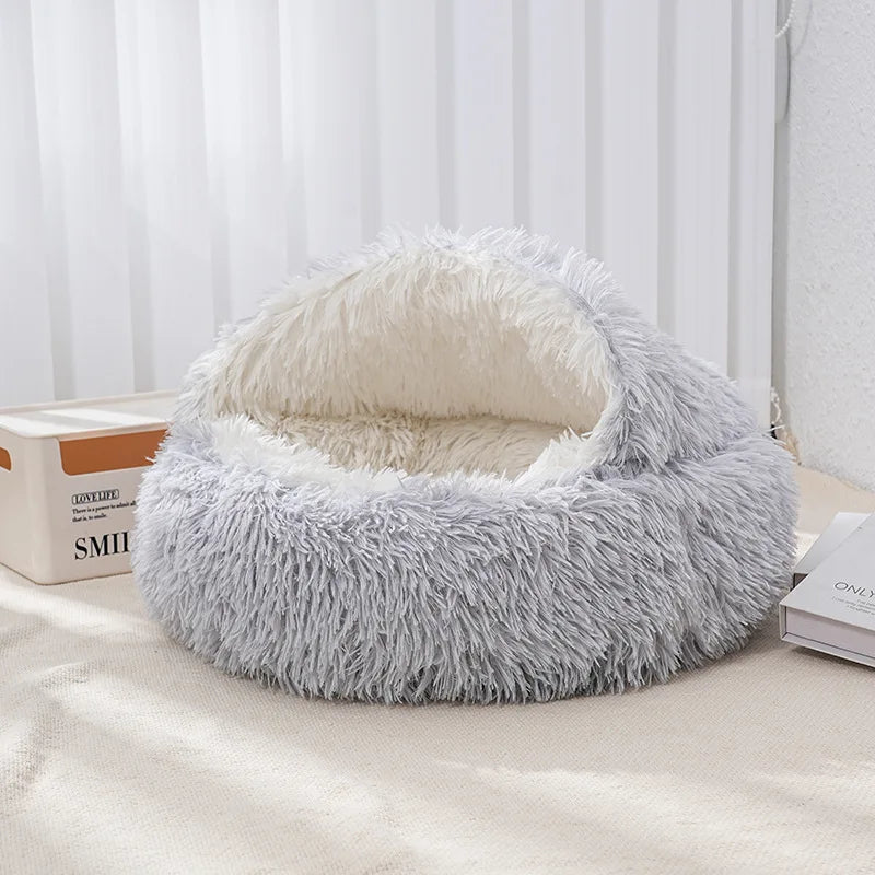 Cama de Invierno 2 en 1 para Gatos – Felpa Gruesa Reversible, Nido Cálido y Cojín Suave