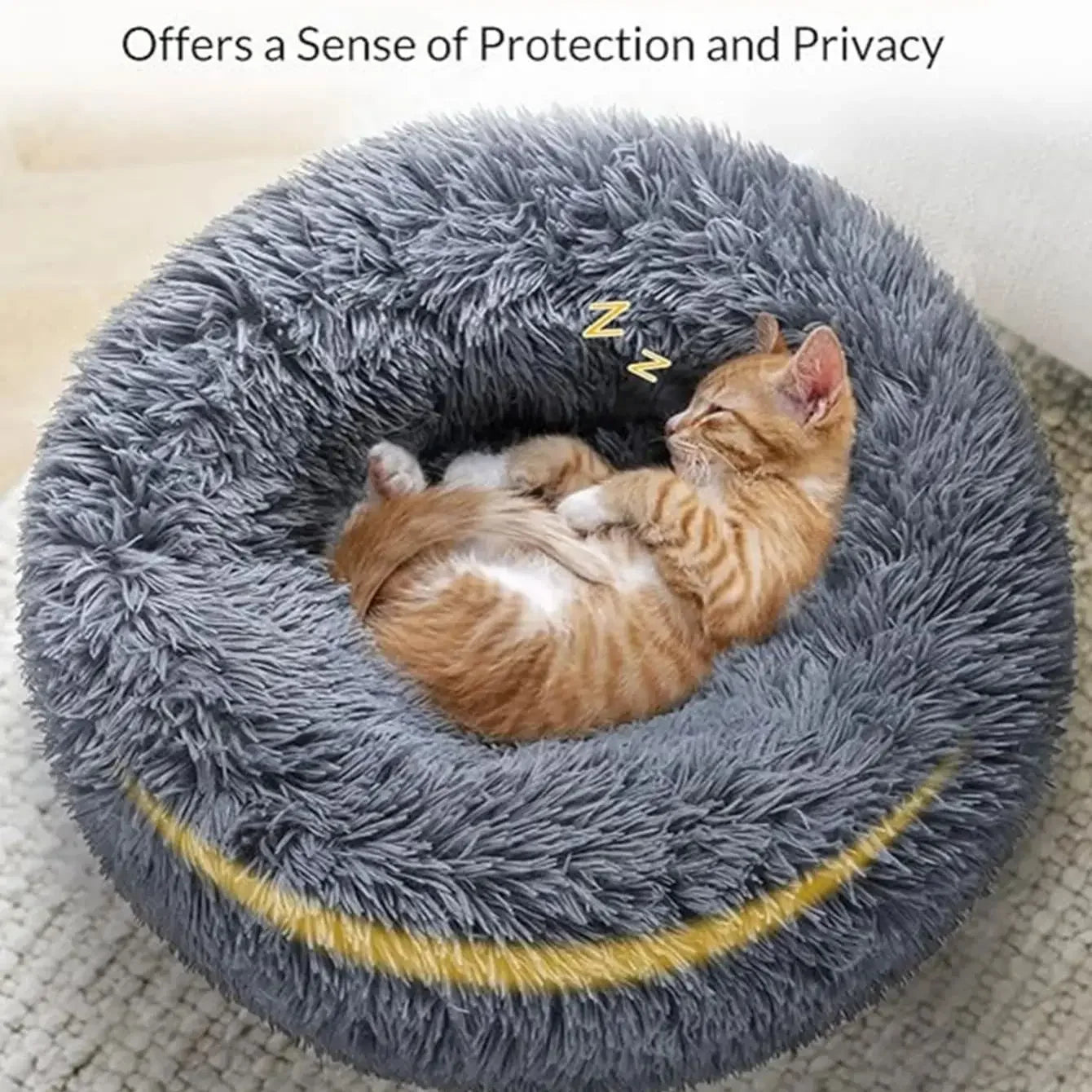 Cama Redonda de Felpa para Mascotas – 6 Tallas para Gatos y Perros de Todos los Tamaños