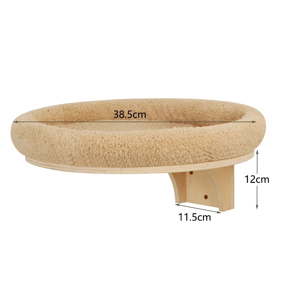 Árbol para Gatos de Pared – Estantes de Madera con Rascador, Hamaca y Escalera Flotante