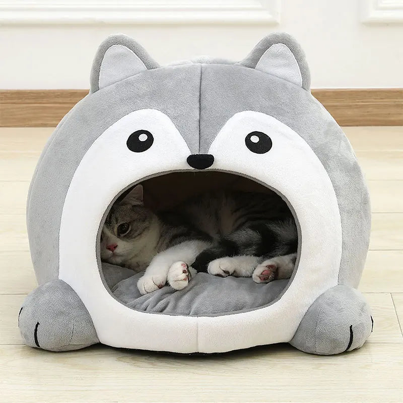 Cama Suave para Gatos – Cesta Cueva de Felpa, Cojín Lavable para Gatitos y Perros Pequeños