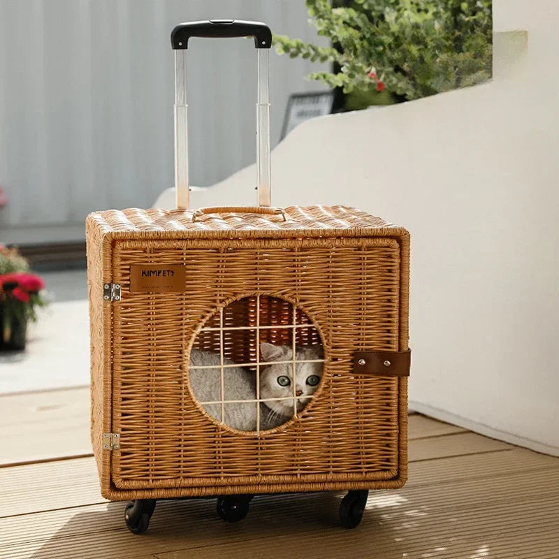 Bolso Transportador para Gatos y Perros – Trolley Tejido Estilo Vintage
